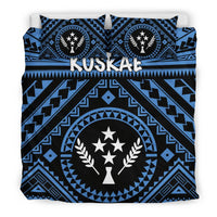 Kosrae Bedding Set - Kosrae Flag In Polynesian Tattoo Style (Blue) - Polynesian Pride