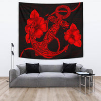 Anchor Red Poly Tribal Tapestry - Polynesian Pride