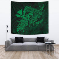 Hula Girl Hibiscus Kanaka Poly Tapestry - Green Wall Tapestry Green - Polynesian Pride