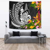 New Caledonia Tapestrys - Seal Spiral Polynesian Patterns Wall Tapestry - New Caledonia Large 104" x 88" Black - Polynesian Pride