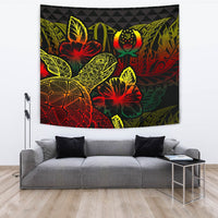 Pohnpei Tapestry - Turtle Hibiscus Pattern Reggae Wall Tapestry Large 104" x 88" Reggae - Polynesian Pride