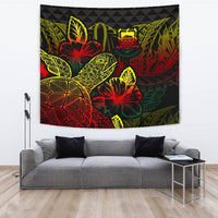 Tuvalu Tapestry - Turtle Hibiscus Pattern Reggae Wall Tapestry Large 104" x 88" Reggae - Polynesian Pride