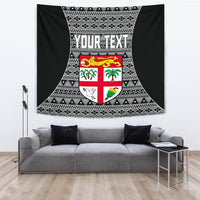 Fiji Custom Personalised Tapestry - Tapa Pattern Sport Style One Style Black - Polynesian Pride