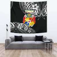 Mate Ma'a Tonga Rugby Tapestry Polynesian Unique Vibes - Black Wall Tapestry Large 104" x 88" Black - Polynesian Pride
