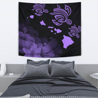 Hawaii Hibiscus Map Polynesian Ancient Purple Tribal Tapestry - Polynesian Pride