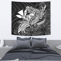 Hula Girl Hibiscus Kanaka Poly Tapestry - White Wall Tapestry 130cm*150cm White - Polynesian Pride
