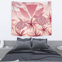 Hawaii Turtle Kanaka Plumeria Polynesian Pink Tapestry Wall Tapestry Pink - Polynesian Pride