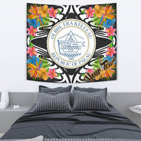 Palau Tapestrys - Custom Personalised Tropical Flowers Style Wall Tapestry - Palau Medium 80" x 68" Black - Polynesian Pride