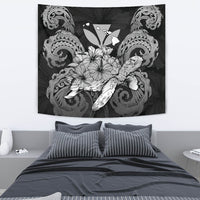 Hawaii Turtle Wave Polynesian Tapestry - Hey Style Gray Wall Tapestry 130cm*150cm Gray - Polynesian Pride