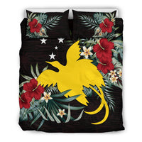 Papua New Guinea Duvet Cover Set - Papua New Guinea Flag Hibiscus - Polynesian Pride