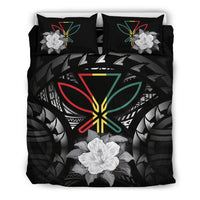 Kanaka Maoli Gray Hibiscus Rising Bedding Set - Polynesian Pride