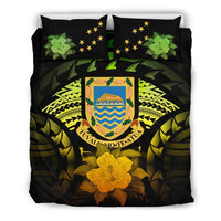 Tuvalu Duvet Cover Set - Tuvalu Coat Of Arms & Reggae Hibiscus - Polynesian Pride