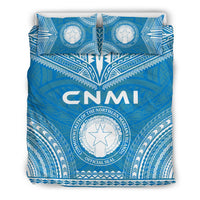 Northern Mariana Islands Flag Polynesian Chief Duvet Cover Set Blue - Polynesian Pride