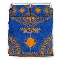 Marshall Islands Flag Polynesian Chief Duvet Cover Set Blue - Polynesian Pride