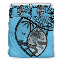 Guam Duvet Cover Set - Guam Flag & Coat Of Arms Blue - Polynesian Pride