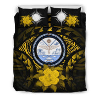 Marshall Island Duvet Cover Set - Marshall Island Seal & Yellow Hibiscus - Polynesian Pride