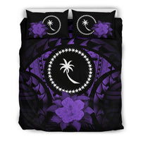 Chuuk Duvet Cover Set - Chuuk Flag & Purple Hibiscus - Polynesian Pride