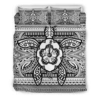 Hawaiian Turtle Polyensian Tribal Bedding Set White - Polynesian Pride