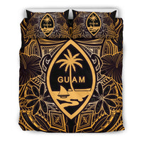 Guam Polynesian Bedding Set - Gold Hibiscus Coat Of Arms - Polynesian Pride