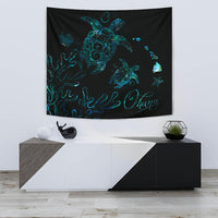 Hawaii Turtle Ohana Paua Shell Tapestry Wall Tapestry 75cm*90cm Black - Polynesian Pride