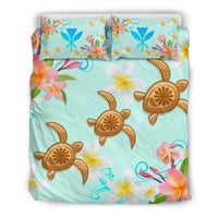 Hawaii Turtle Plumeria Mint Style - Bedding Set AH - Polynesian Pride