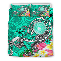 American Samoa Polynesian Bedding Set - Turtle Plumeria (Turquoise) - Polynesian Pride