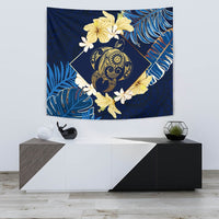 Hawaii Turtle Tropical Tapestry - Taha Style Wall Tapestry Small 60" x 51" Blue - Polynesian Pride