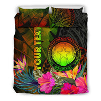 Northern Mariana Islands Personalised Bedding Set - Hibiscus and Banana Leaves - Polynesian Pride