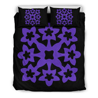 Hawaiian Bedding Set Royal Pattern - Black And Purple - A1 Style Purple - Polynesian Pride