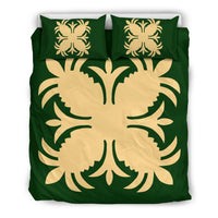 Hawaiian Bedding Set Royal Pattern - Green - A2 Style Green - Polynesian Pride