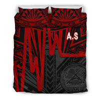 American Samoa Bedding Set - Seal With Polynesian Pattern Heartbeat Style (Red) - Polynesian Pride