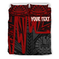 Tahiti Personalised Bedding Set - Tahiti Seal In Heartbeat Patterns Style (Red) - Polynesian Pride