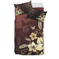 Hawaiian Golden Hibiscus Butterfly Polynesian Bedding Set - Polynesian Pride