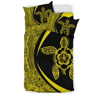 Hawaiian Hibiscus Turtle Polynesian Bedding Set-Circle Style Yellow - Polynesian Pride