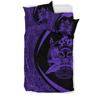 Hawaiian Tiki Polynesian Bedding Set Circle Style Purple - Polynesian Pride
