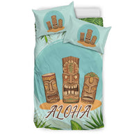 Hawaiian Palm Leaves Aloha Tiki Bedding Set - Polynesian Pride