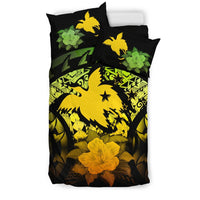 Papua New Guinea Duvet Cover Set - Papua New Guinea Flag & Reggae Hibiscus - Polynesian Pride