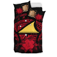 Tokelau Duvet Cover Set - Tokelau Flag & Red Hibiscus - Polynesian Pride