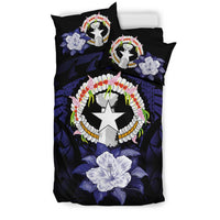 Northern Mariana Islands Duvet Cover Set - Northern Mariana Islands Flag & Hibiscus - Polynesian Pride