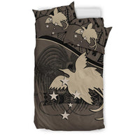Papua New Guinea Duvet Cover Set - Papua New Guinea Flag & Coat Of Arms Brown - Polynesian Pride