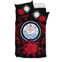 Marshall Island Duvet Cover Set - Marshall Island Seal & Red Hibiscus - Polynesian Pride
