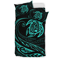 Hawaiian Map Turtle Polynesian Bedding Set - Turquoise - Frida Style - Polynesian Pride