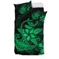 Hawaiian Anchor Plumeria Hamerhead Shark Polynesian Bedding Set - Green - Polynesian Pride