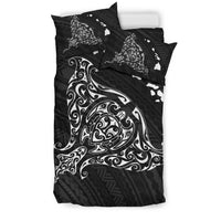 Hawaiian Map Rays Turle Polynesian Bedding Set - White - Polynesian Pride