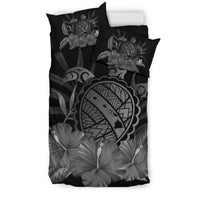 Hawaiian Map Turtle Hibiscus Polynesian Bedding Set - Gray - Polynesian Pride