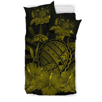 Hawaiian Map Turtle Hibiscus Polynesian Bedding Set - Yellow - Polynesian Pride