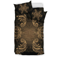 Hawaiian Turtles Tribal Mask Polynesian Bedding Set Gold - Polynesian Pride