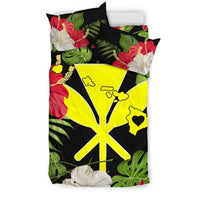 Hawaiian Map Heart Kanaka Hibiscus Polynesian Bedding Set - Polynesian Pride