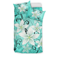Hawaiian Plumeria Polynesian Bedding Set - Turquoise - Polynesian Pride