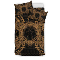 Polynesian Bedding Set - Northern Mariana Islands Duvet Cover Set Map Gold - Polynesian Pride